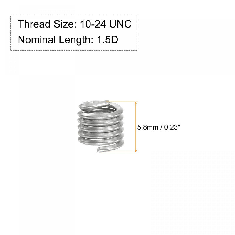 uxcell Wire Thread Inserts 10-24 UNC 1.5D 304 Stainless Steel Helical Type Coiled Wire Screw Repair Threaded Sleeve Steel Sheath 10pcs
