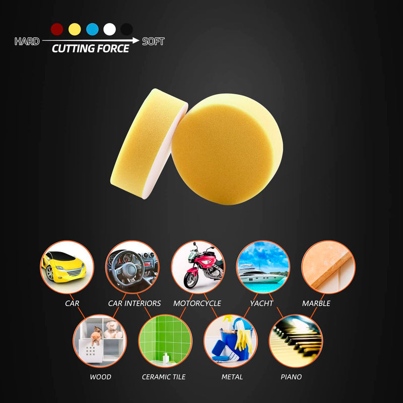 Polishing Pad, 50pcs 3 inch(80 mm) Sponge Buffing Pads, Foam Polishing Pad Kit for Car Sanding, Polishing and Waxing 3 inch 50PCs