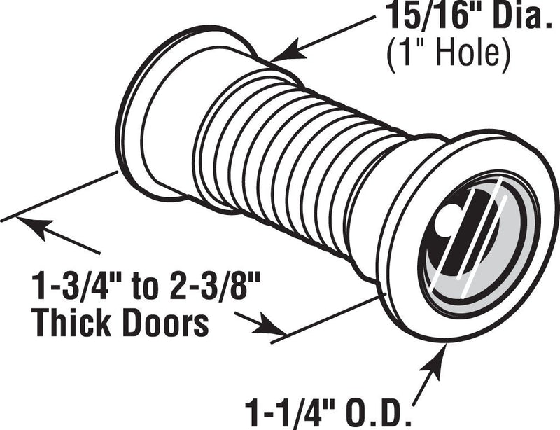 Prime-Line U 10314 Door Viewer, 15/16 In. x 130 Degree, Diecast Housing, Glass Lens, Solid Brass End Caps, Satin Nickel Finish (Single Pack)