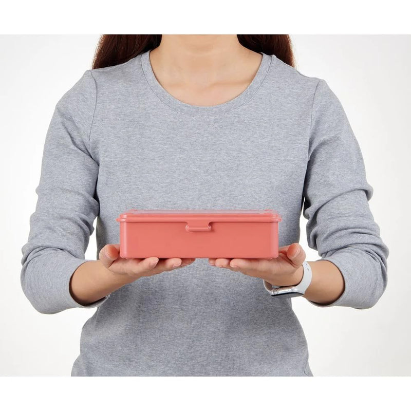 TOYO Steel Tool Box T-190 P0 (Living Coral) H7.99×W4.29×D2.20inch Steel Trunk For Pegs, Metal fittings, Pen, Accessory, And Utility Knife Made In Japan