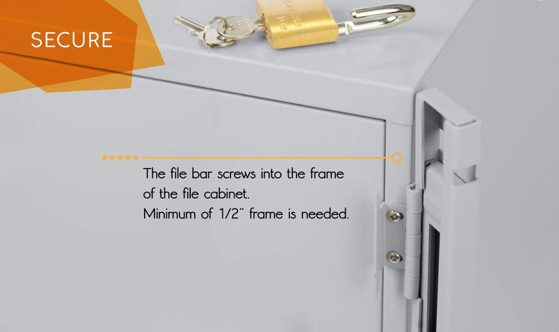 File Cabinet Locking Bar. Fits 2 Drawer File Cabinets. Includes Cobalt Drill Bit. (Gray) Gray