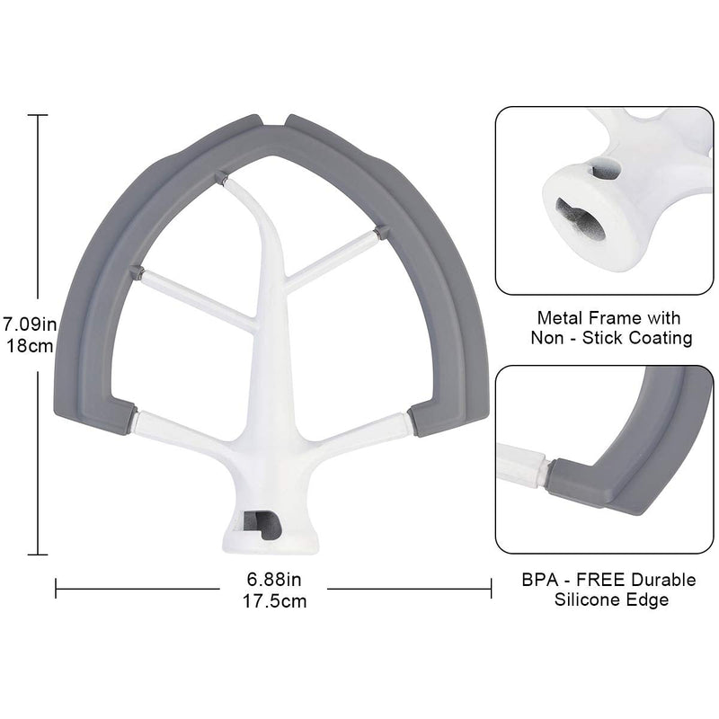 Flex Edge Beater for KitchenAid Bowl-Lift Stand Mixer - 6 Quart Flat Beater Paddle with Flexible Silicone Edges