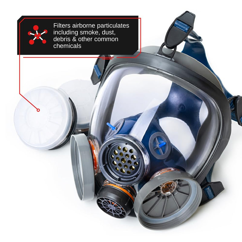 Parcil Distribution Full Face Respirator Mask - Air Purifying, Organic Vapor & Particulate - Industrial Use - CE Tested Pt-100 Clear