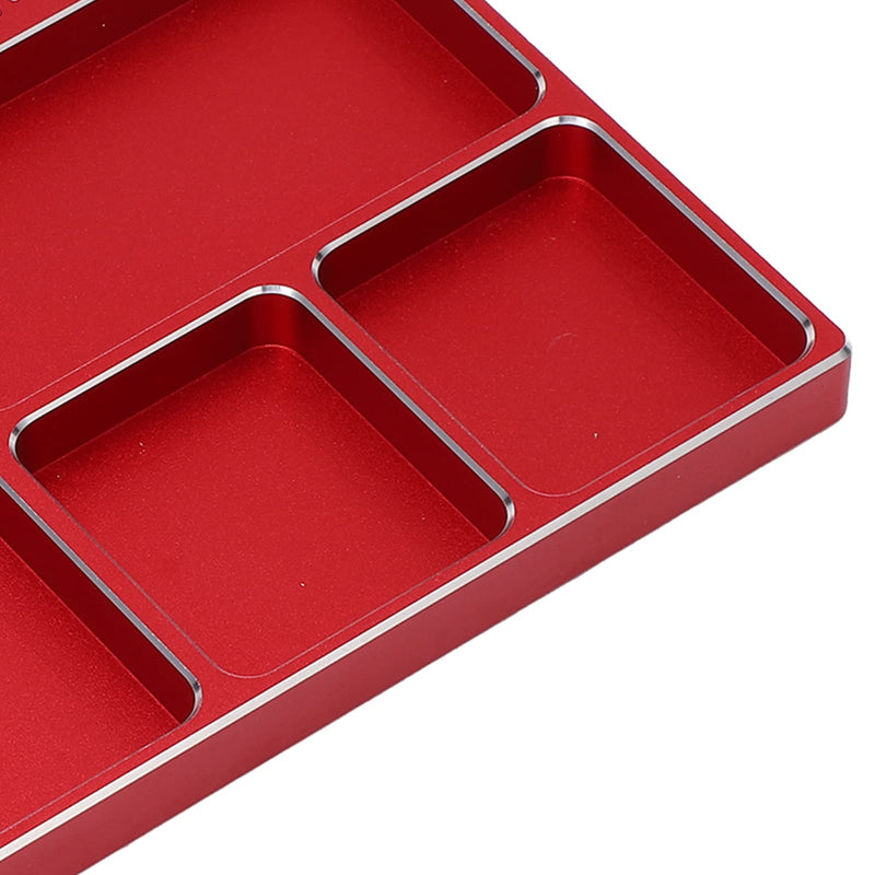 Magnetic Screw Tray Aluminium Alloy Magnetic Adsorption Widely Used Magnetic Parts Tray with Magnetic Pad for RC Repair Magnetic Bowl for Screws(Red)