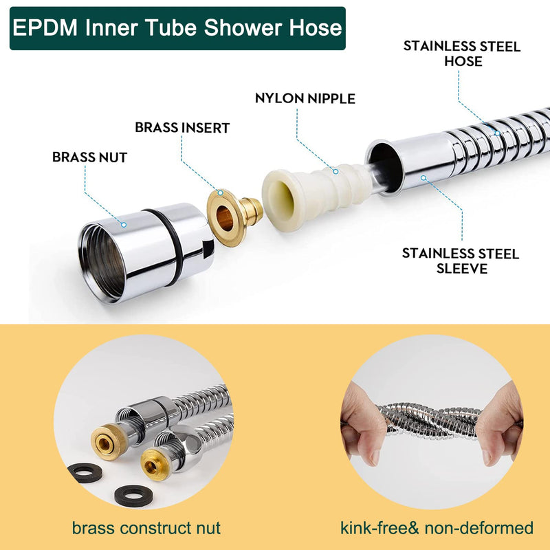Kitchen Faucet Sink Sprayer Attachment Set,3 Modes Sink Sprayer Replacement Head with Stainless Steel Hose,Faucet Aerator and Brass Diverter Valve (5 pcs Adapter) for Washing Fruit,Dishes and Hair1 With Silver Hose