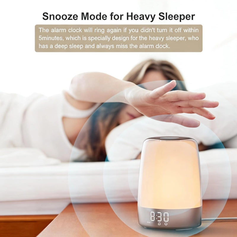 winshine Touch Wake Up Night Light with Sunrise Simulation Alarm Clock, 3 Ways Dimmable Warm White Bedside Lamp for Kid Bedrooms RGB Ambient Table Nightstand Light,Sleep Aid Snooze Timer Mode