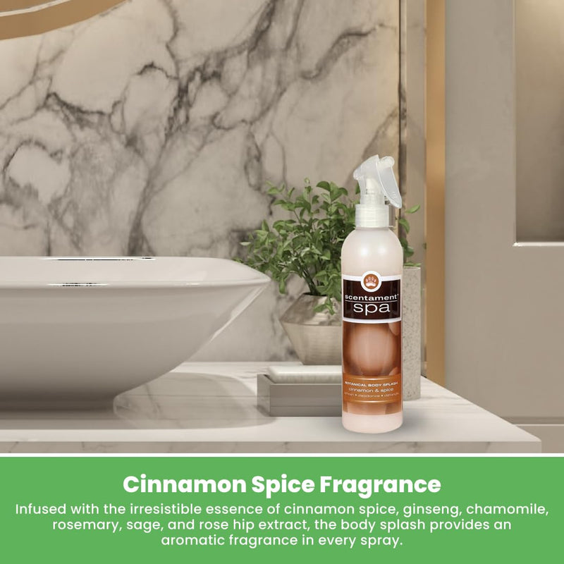 Best Shot Scentament Spa Botanical Body Splash, Body Spray Conditioner for Pets, Cat and Dog Cologne Spray, Alcohol-Free, Ready To Use, Cinnamon Spice, 8 Oz. - PawsPlanet Australia