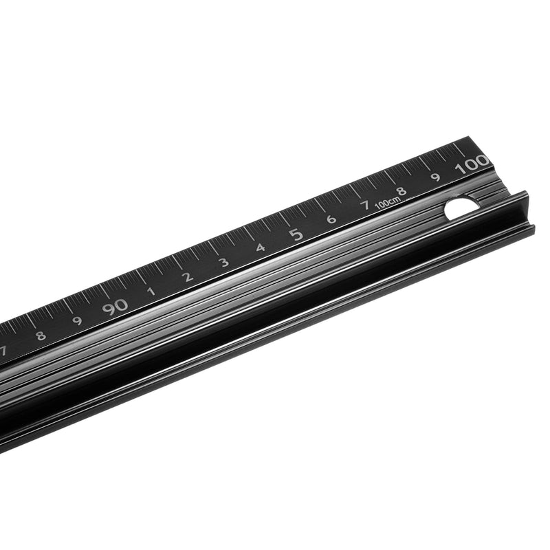 Raised Grip Metal Ruler - [100cm ] Aluminum Alloy Precise Measurement Cutting Straight Protective Ruler Ruler Black for Office Measure Cut Drawing Use, 1mm Precision 100cm