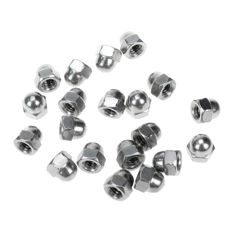 Coshar 20Pcs 1/4-20 Acorn Cap Nuts Hex Nut,18-8 304 Stainless Steel Hex Dome Cap Nut,Plain Finish Silver