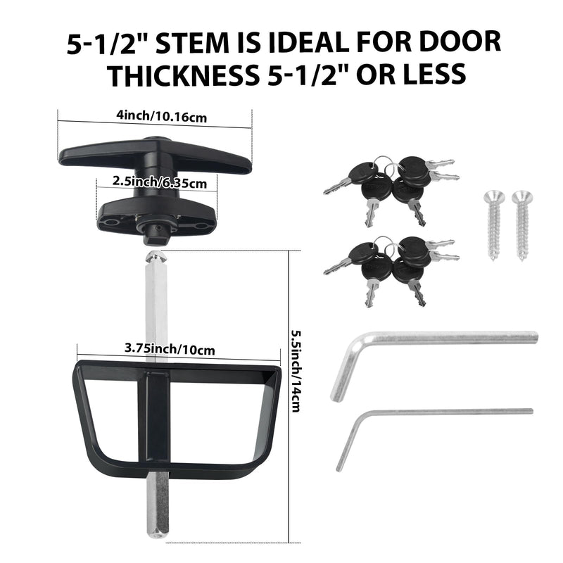 10-Key Heavy Duty Shed Lock Kit – Adjustable 5-1/2" Stem, Easy Install T-Handle Door Latch for Barns, Playhouses, Chicken Coops & Campers (Non-Duplicatable Keys)