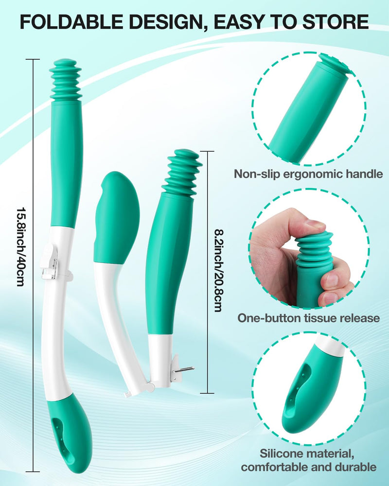 Portable Bidet Toilet Aid Wiper Tool Set for Travel - 400ML Bottle - 3 Pressure Modes - IPX7 Waterproof - Compact Design with Dust Bag for Daily Cleaning & General Use White+green