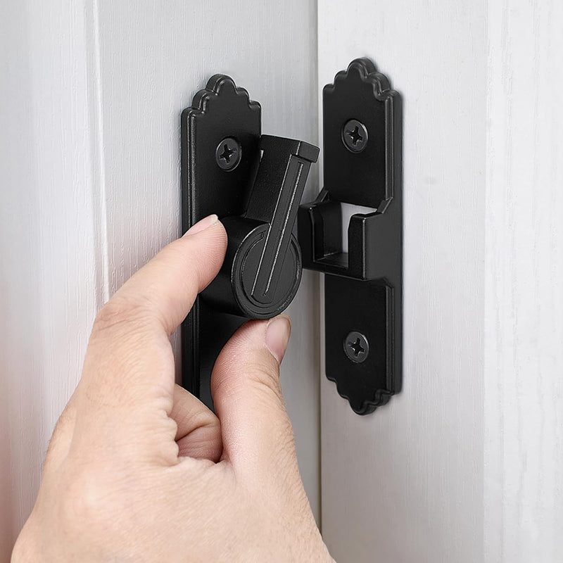 3 Packs 90 Degree Black Barn Door Locks and Latches,Flip Sliding Barn Door Latch with Handle,Heavy Door Latches,Door Security Latch Lock for Cabinets,Bathroom,Garden,Closet Door,Window,Garage 3