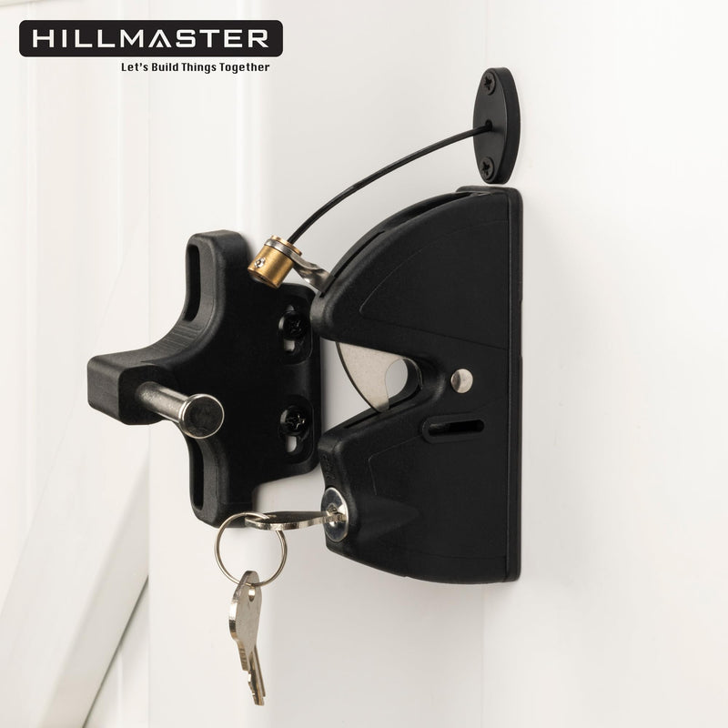 Key Lockable Two-Sided Gate Latch for Outdoor Fence, Operates 2 Side of The Gate for Square Frame Post, Rustproof Fence Latch Gate Lock for Metal, Wood, Vinyl Fence Gates,Gate Hardware,Black Finish