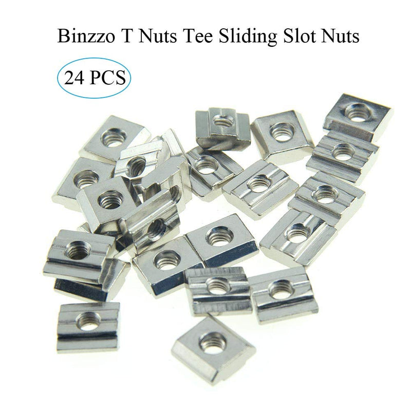 T Nuts Tee Sliding Slot Nuts 30 Series M6 Threaded Slide in Pre-Assembly for 30x30 Aluminum Extrusions Frame with Profile 3030 Sereis 8mm Slot for CNC Router Build Rail 3D Printer 24pcs 30Series M6-24Pack
