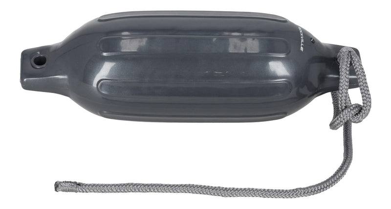 Rockville Boat Fender Package 4.5in x 16in Marine Bumpers with Dock Lines & Pump for Docking and Boat Protection Grey 2-Pack