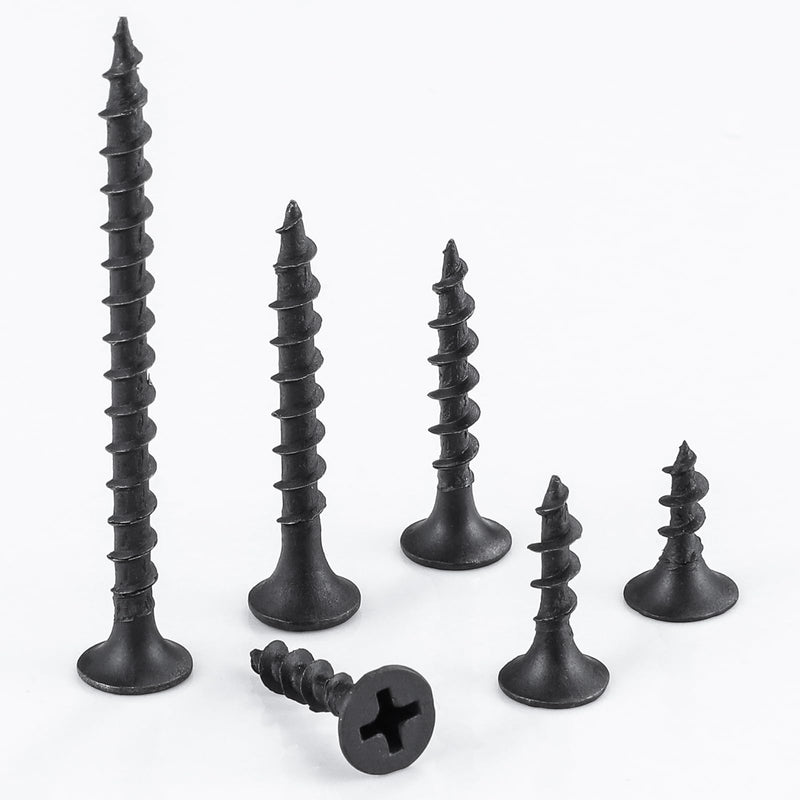 #6 Black Fastener Drywall Screws Kit-Phillips with coarse Threaded tip, Black, Suitable for Drywall Slate, Wood, etc. 1