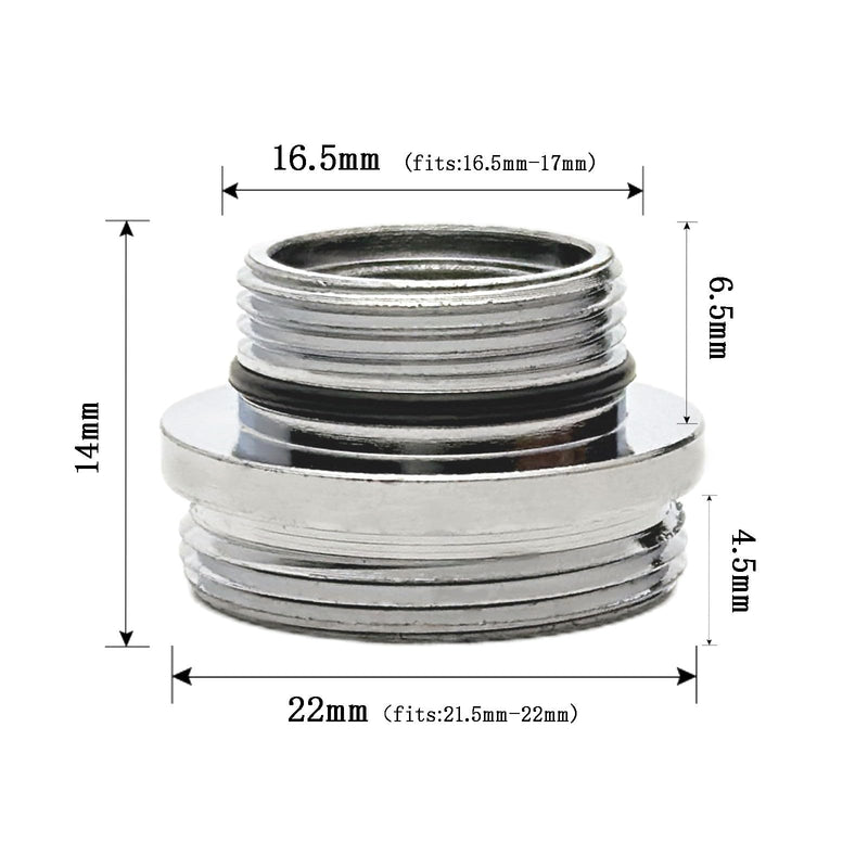 Faucet Aerator Adapter - Male Thread M16.5 to Male Thread M22, Sink Faucet Adapter, Suitable for Kitchen Faucet Adapter Kit Connection, (M16.5-M22) D16.5-M22 Copper