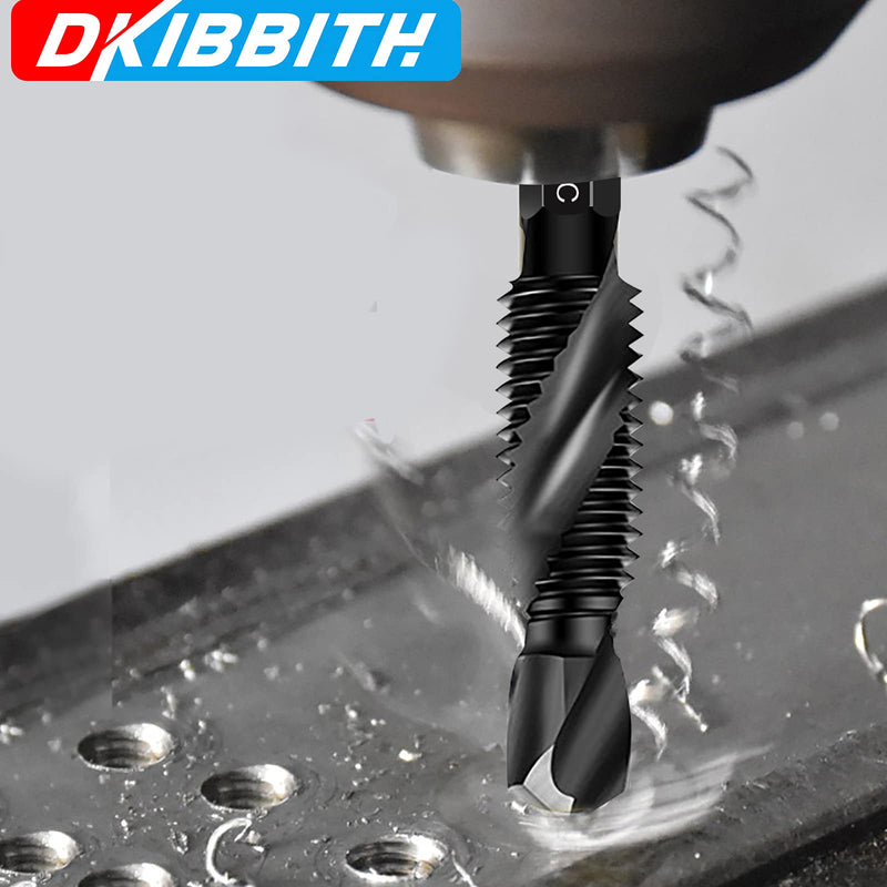 6 Packs Combination Drill & Taps Bit Set, Screw Tapping in SAE Size 6-32nc 8-32nc 10-32nc 10-24nc 12-24nc 1/4-20nc with Anti-Rust Black Coating, 1/4” Hex Shank and Storage Case 6 Pcs Tap Set
