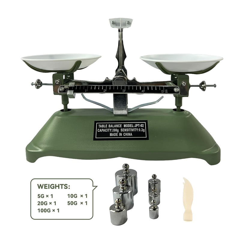TADA 200g/0.2g Mechanical Balance Scale for Classroom Teaching Tool | Calibration Weights for Science Lab