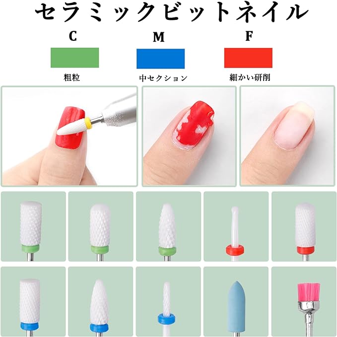 Bestgle Nail Bit for Nail Machine, 20 Ceramic Bits, Grinding Nail Het, Nail Polishing, Nail Care, Cuticle Treatment, Polishing Bit Set, Nail Drill Bit, Shaft Diameter 0.09 inches (2.35 mm), Multicolor - NewNest Australia