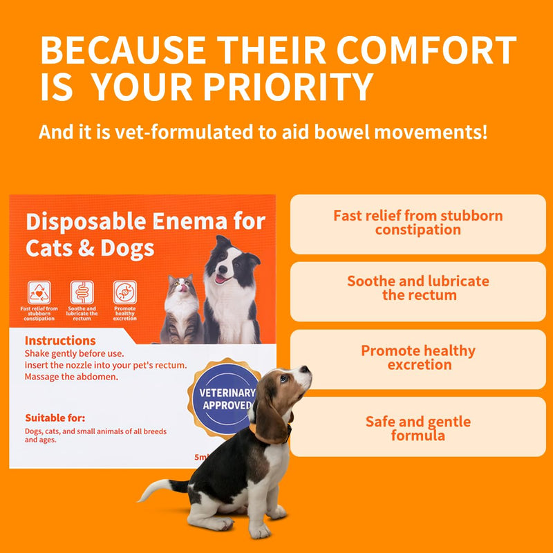 Disposable Enema for Cats & Dogs – Pet Enema for Constipation Quickly Softens Stool– Easy-to-Use for Small Animals – 5 mL（4 Pack）