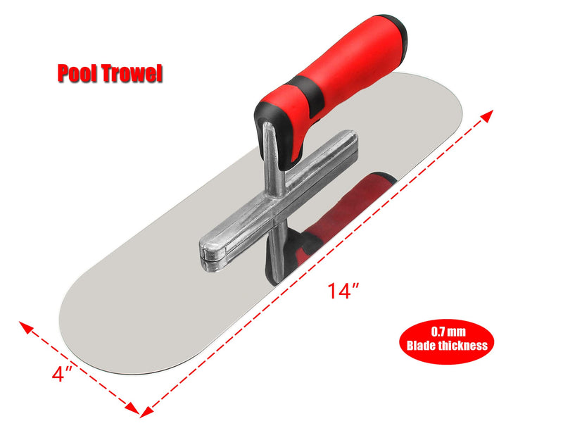 Concrete Tools Set Stainless Steel Flat Finishing Trowel (11" x 4") and Pool Trowel (14" x 4") Drywall Cement Plastering Masonry Construction Hand Kit