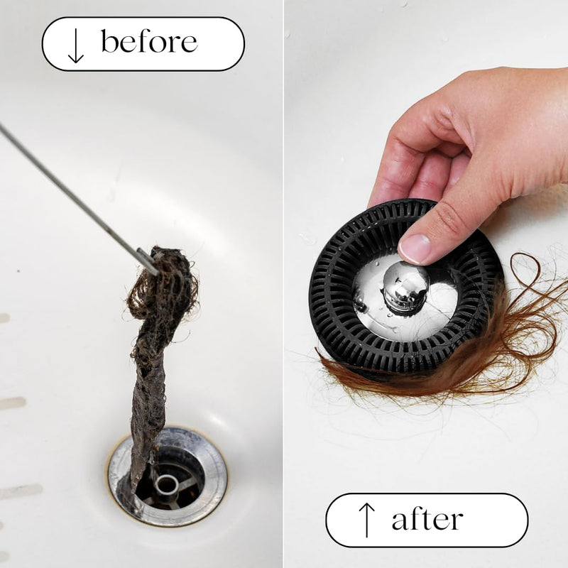 TUBRING The Ultimate Tub Drain Protector Hair Catcher/Strainer/Snare (Black) Black
