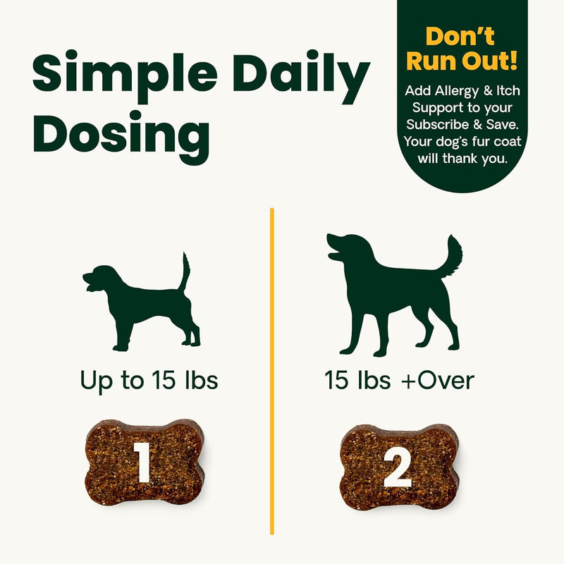 VetriScience Allergy & Itch Support Chews, Skin Supplement for Dogs, Itching, Scratching, and Licking, Support Immune Health, Duck, 75 Count 75 Chews