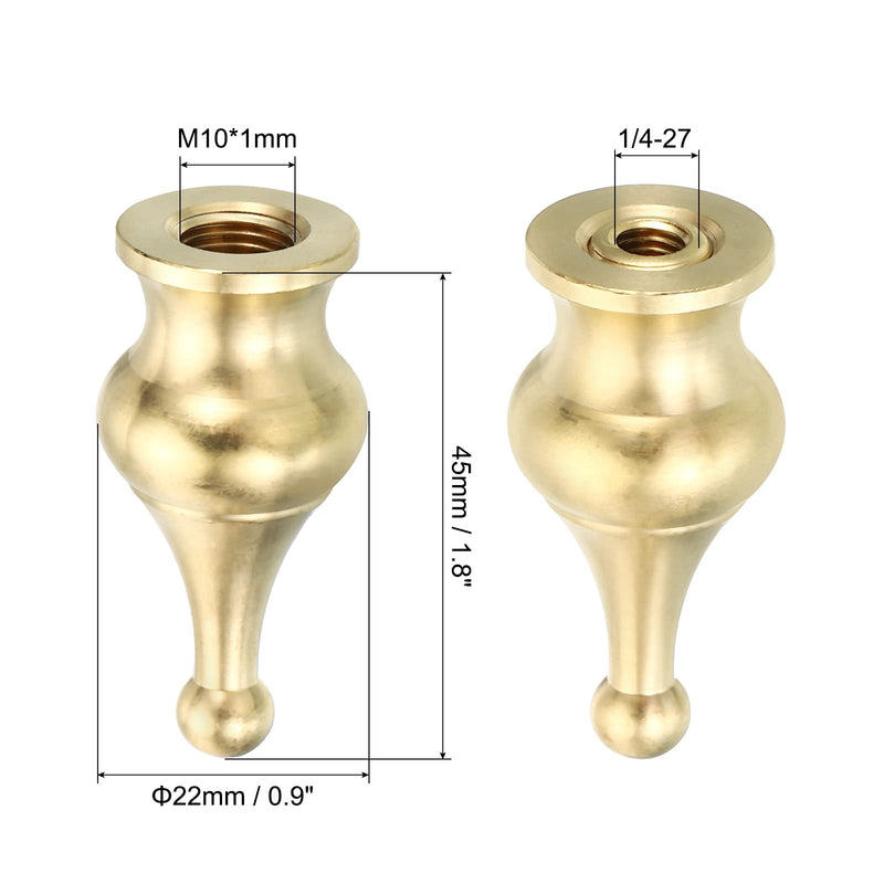 PATIKIL 1.8" Tall Brass Lamp Finials Cap Knob, 1 Set Lamp Screw Holder Tapped 1/4-27 for Table and Floor Lamp Shade Decorations