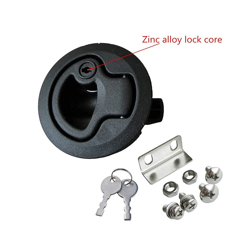 2PCS Marine Hatch Latch Lock Flush Pull Hatch Round Slam Latch for RV Boat Deck Hatch 1/4" Door Cabinet Door Locking Style Black