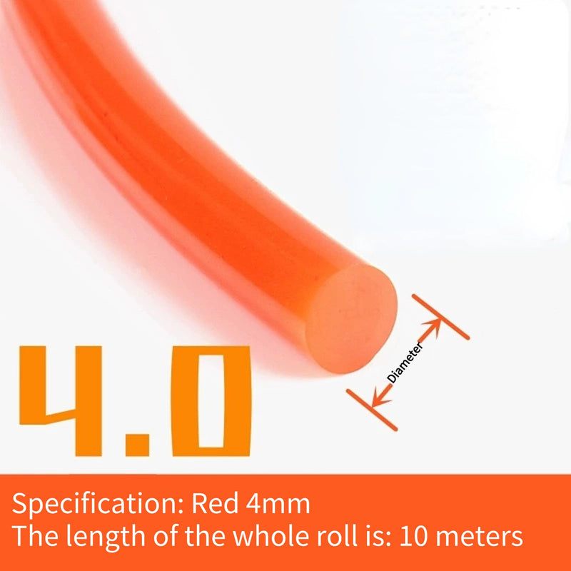High Performance Round Belting, PU Belt Polyurethane Round Belt for Drive Orange (4mmx10m) 4mmx10m
