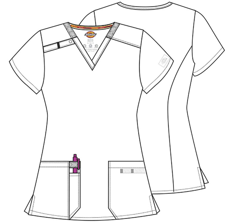 Dickies EDS Essentials Scrubs, V-Neck Womens Tops with Four-Way Stretch and Moisture Wicking DK615 Medium Black