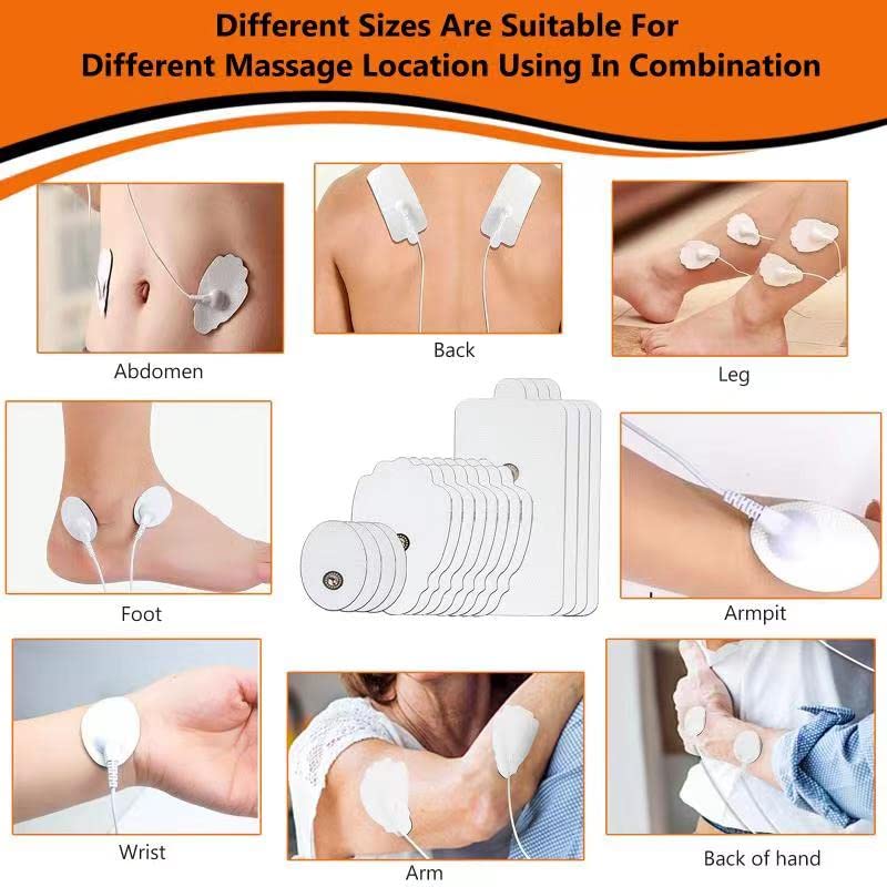 TENS Unit Electrode Pads 20pcs 3.5mm Tens Unit Muscle Stimulator TENS Unit Pads Replacement Pads Snap Stim Pads TENS Unit Pads Snap on Connector for NURSAL AUVON TENS Electrode Pads/Medvice TENS White