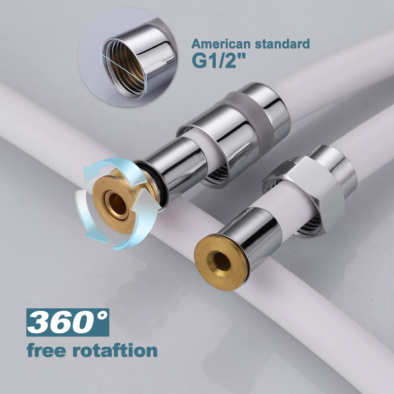 Shower Hose, 140 Inches Extra Long Shower Head Hose Extension for Bathing Toilet Cleaning Dogs Bathroom Bathing White Handheld Shower Hose 140inch