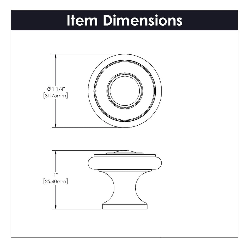 Hickory Hardware Cottage Collection Knob 1-1/4 Inch Diameter Matte Black Finish (10 Pack) 10