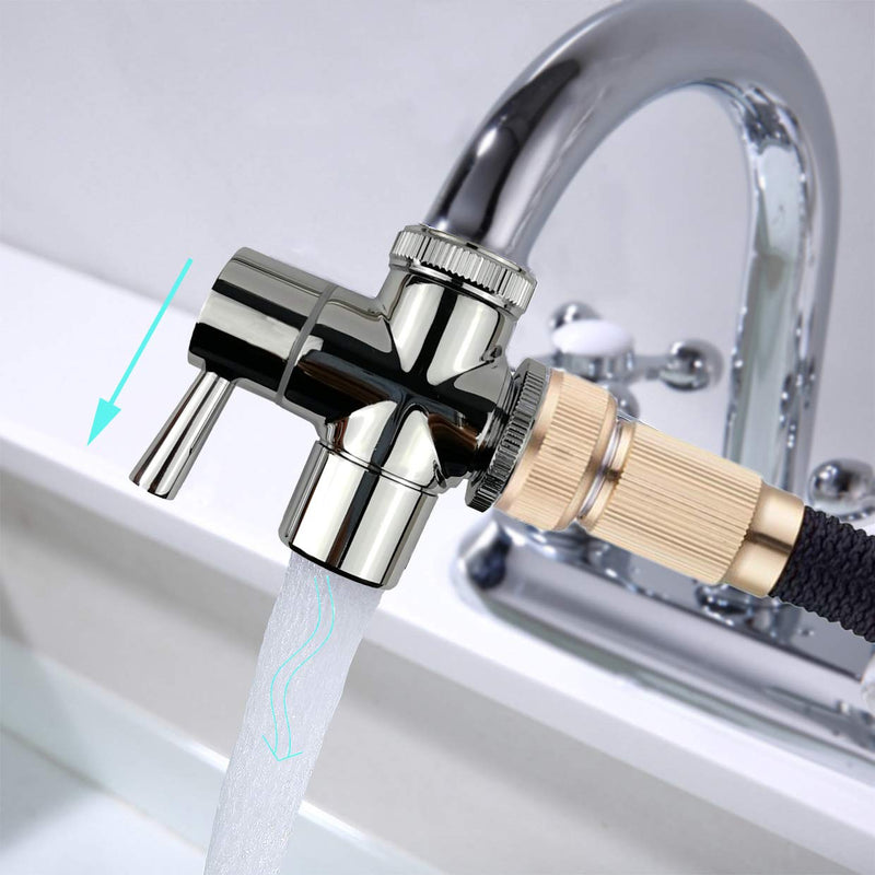 Sink to Garden Hose Diverter All Brass Adapter Valve with Aerator, for Bathroom/Kitchen Sink Faucet Connection Portable Washing Machine/Dishwasher (G1/2 * 3/4", Chrome) G1/2*3/4"