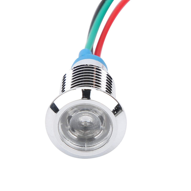 Hilitand 4 Sets Common Anode Round LEDs, 10mm Pre‑Wired Color LED Waterproof Indicator Light 12‑24V(Red and Green) Red and Green
