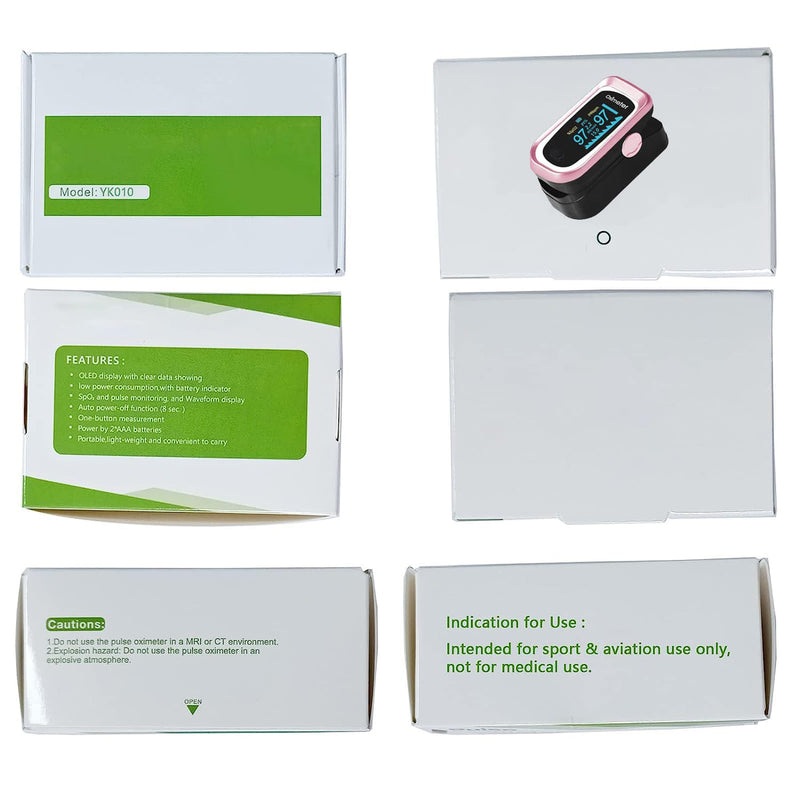 Pulse Oximeter Fingertip, 4 Data Pulse Oximeter with Respiration, Pulse Oximeter Fingertip with Respiration SpO2 Pulse Rate Count, OLED Oximetry with Batteries and Carry Bag and Lanyard (Pink)