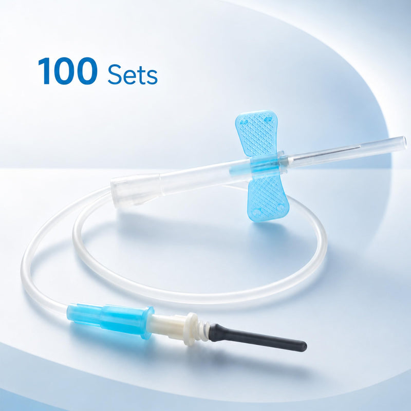 100 Sets 23Ga x 3/4" (19mm), 12'' (30cm) Tube, Luer Adpt, Industrial Lab Supplies Dispensing Accessory, Individually Packaged