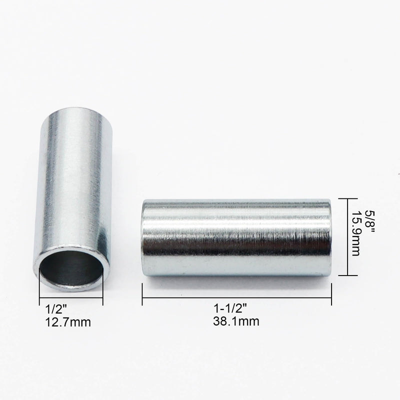 Wulankd 10 Pack 1/2-in I.D. x 5/8-in O.D. x 1-1/2-in Length Seamless Steel Spacer, Silver 1/2-ID x 5/8-OD x 1-1/2