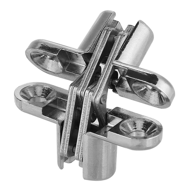 2pcs 180 Degree Hidden Hinges, Zinc Alloy Invisible Concealed Cross Door Hinge Easy Installation Furniture Cabinet Kit (XS)