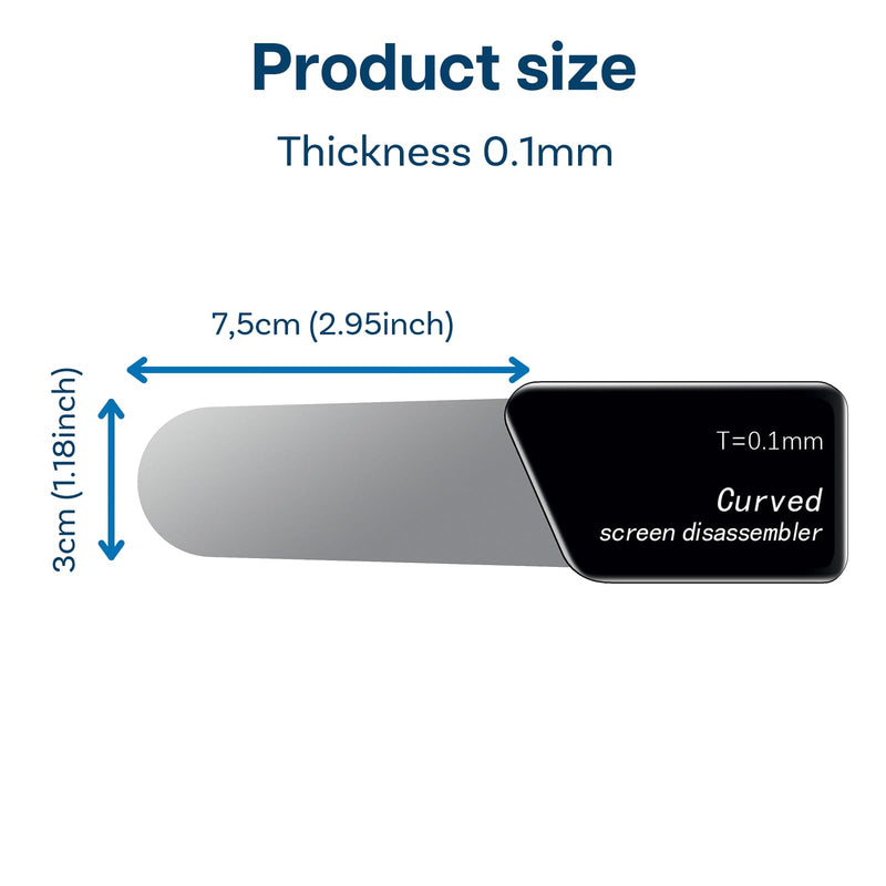 MMOBIEL Ultra-Thin 0,1mm Professional Stainless Steel Curved Spudger Pry Blade Repair Opening Tool Black, Silver