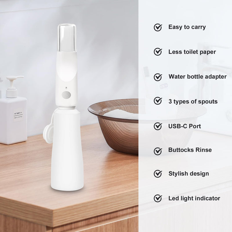 Electric Portable Bidet, Handheld Personal Travel Bidet for Daily Care, Physiological Cleansing, Soothing Postpartum Care/Perineum and hemorrhoid Relief