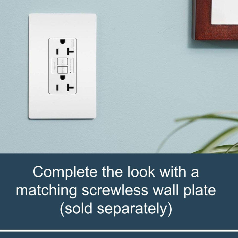 Legrand Radiant 20 Amp GFCI Self-Test Tamper Resistant Decorator Duplex Electrical Outlet, For Home Safety, 2097TRW3PKCC4, White, 3 Pack