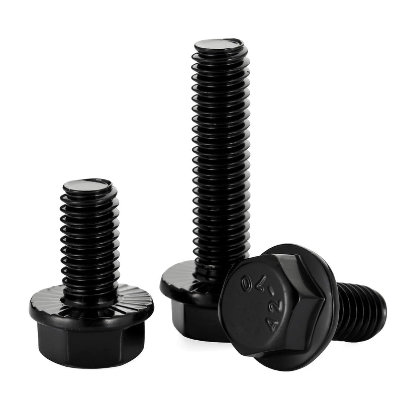 5/16-18 x 2" Flanged Hex Head Bolts Flange Hexagon Screws, Stainless Steel 304 Black Finish, Fully Threaded, 10 PCS 5/16-18 x 2"