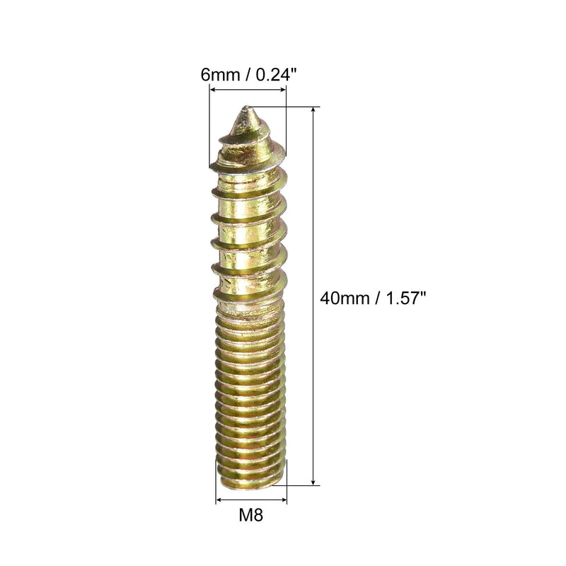 uxcell M8x40mm Hanger Bolts, 24pcs Double Ended Thread Dowel Screws for Wood Furniture Connecting 40mm