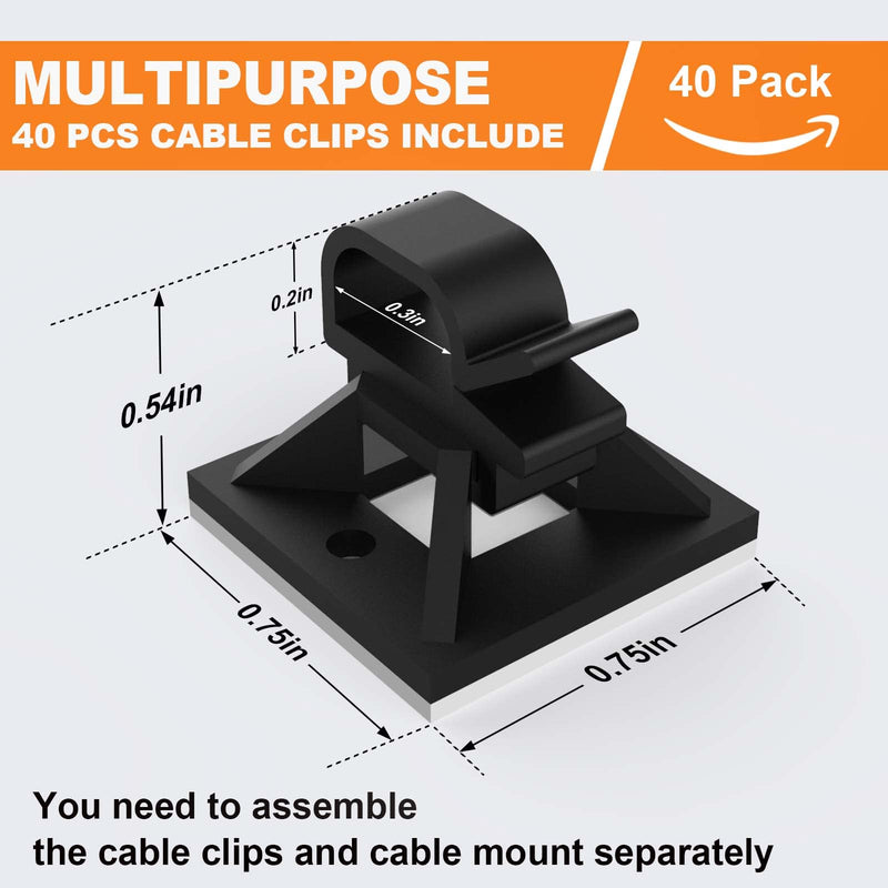 140 Pack 3/4" Zip Tie Adhesive Mounts Self Adhesive Cable Base Holders with Multi-Purpose Tie wire clips with screw hole,Anchor stick on wire holder,Black 140 Pack 3/4“ Black