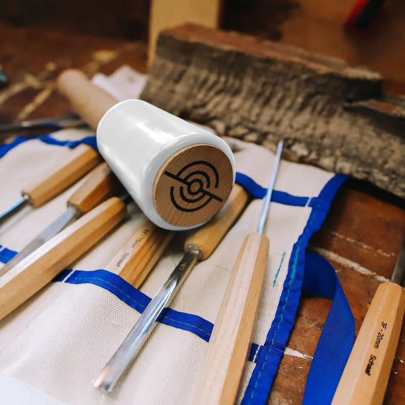 Schaaf Wood Carving Tools 15oz Small Wooden Mallet, Woodworking Rubber Mallet Hammer, Wood Mallet Urethane Head Absorbs Force to Protect Woodworking Tools, Comfortable Ergonomic Wood Hammer Medium White