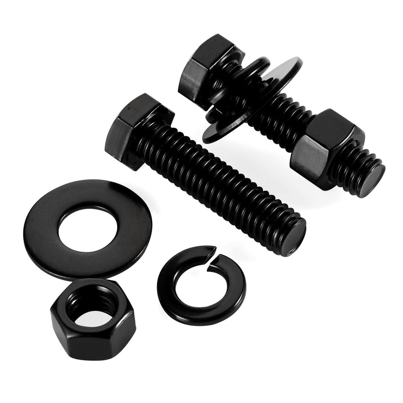 1/4-20 x 1-1/2" Hex Head Screws Bolts, Nuts, Flat & Lock Washers, Fully Threaded, Stainless Steel 18-8, Black Oxide Finish, 8 Sets 1/4-20 x 1-1/2"