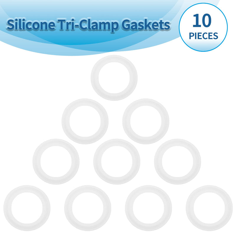 10Pcs 2" Tri Clamp Gasket, Sanitary Standard Silicone Tri-Clover O-Ring Fits OD 64mm Sanitary Pipe Weld Ferrule 2" ID:48mm, OD:64mm